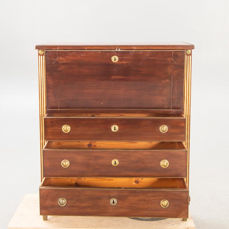 A late Gustavian mahogany escritoire around 1800.