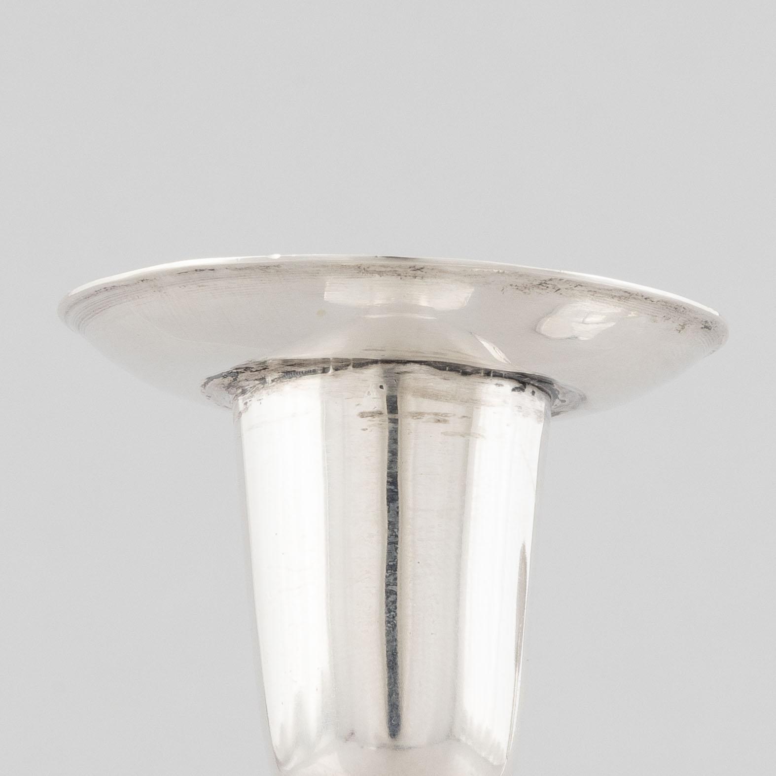 Rey Urban, a pair of candlesticks, sterling silver, Stockholm 1958.