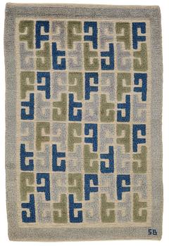 238. Sigvard Bernadotte, a carpet, knotted pile in relief, ca 179-181,5 x 116,5-119,5 cm, signed SB.