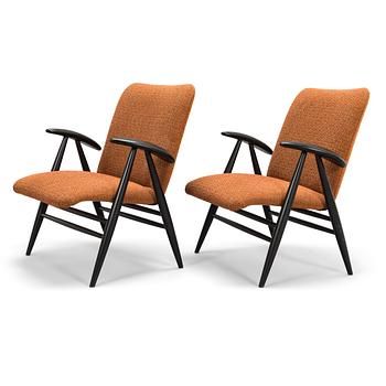 Ilmari Tapiovaara, a pair of mid-20th-century '2468', 'Eve' armchairs for Asko.