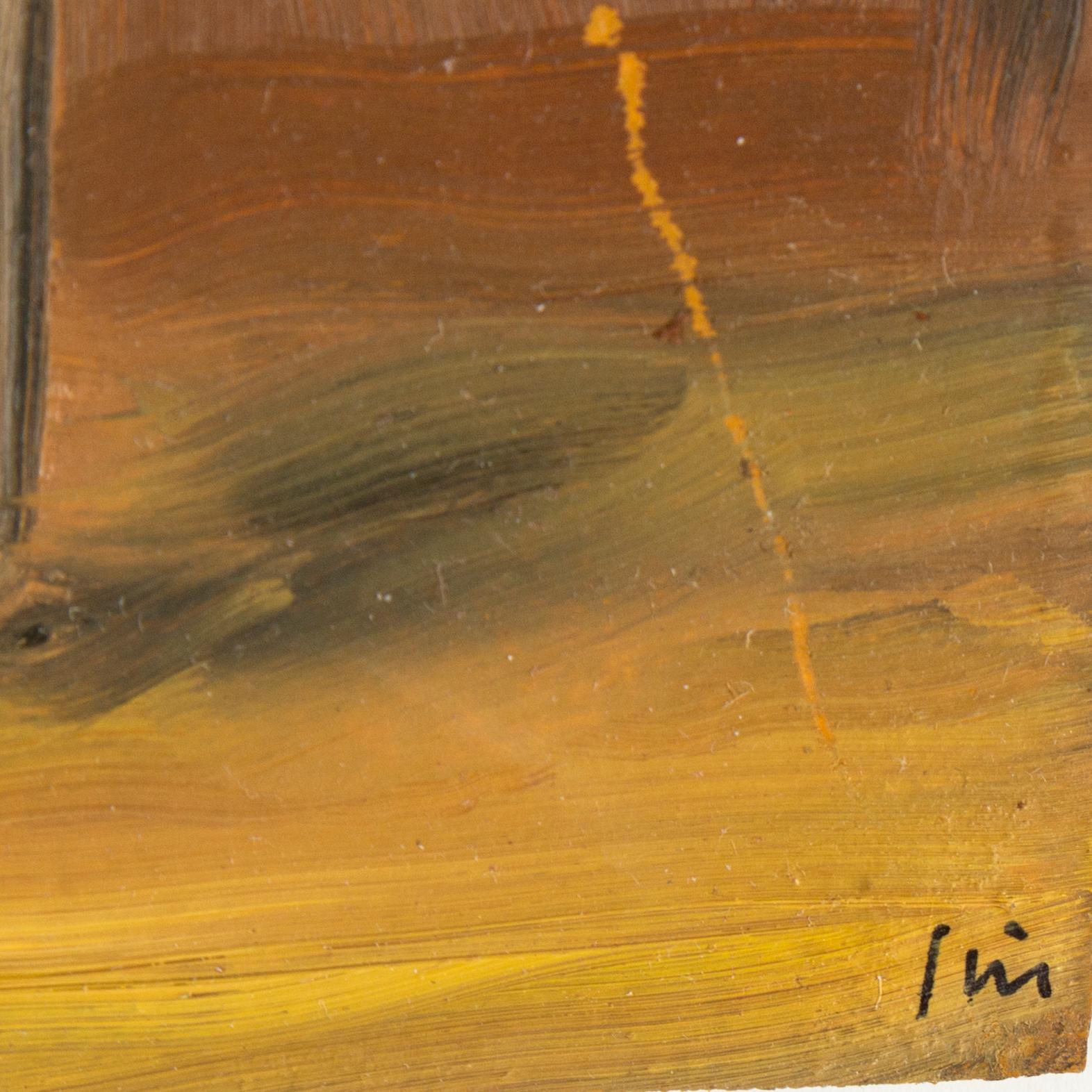 Peter Frie, oil on paper, signed.