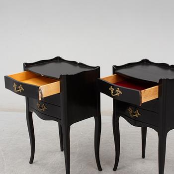 A pair of painted bedside tables, second half of the 20th Century.