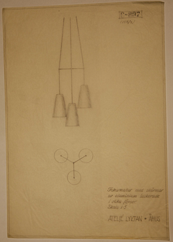 Hans Bergström, a rare ceiling lamp model "154/6", ateljé Lyktan, Åhus 1950s.