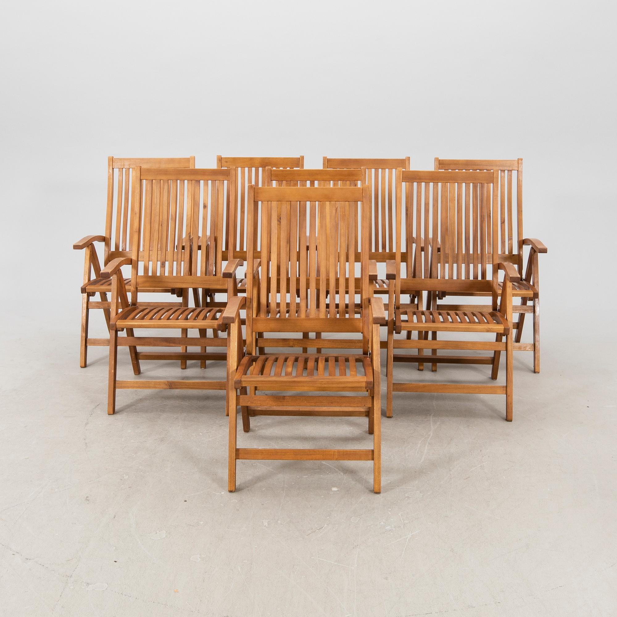 A 9 pcs stained teak garden suite by Brafab around 2000.