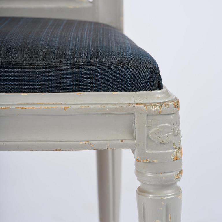 A set of six Gustavian chairs, Stockholm, late 18th century.