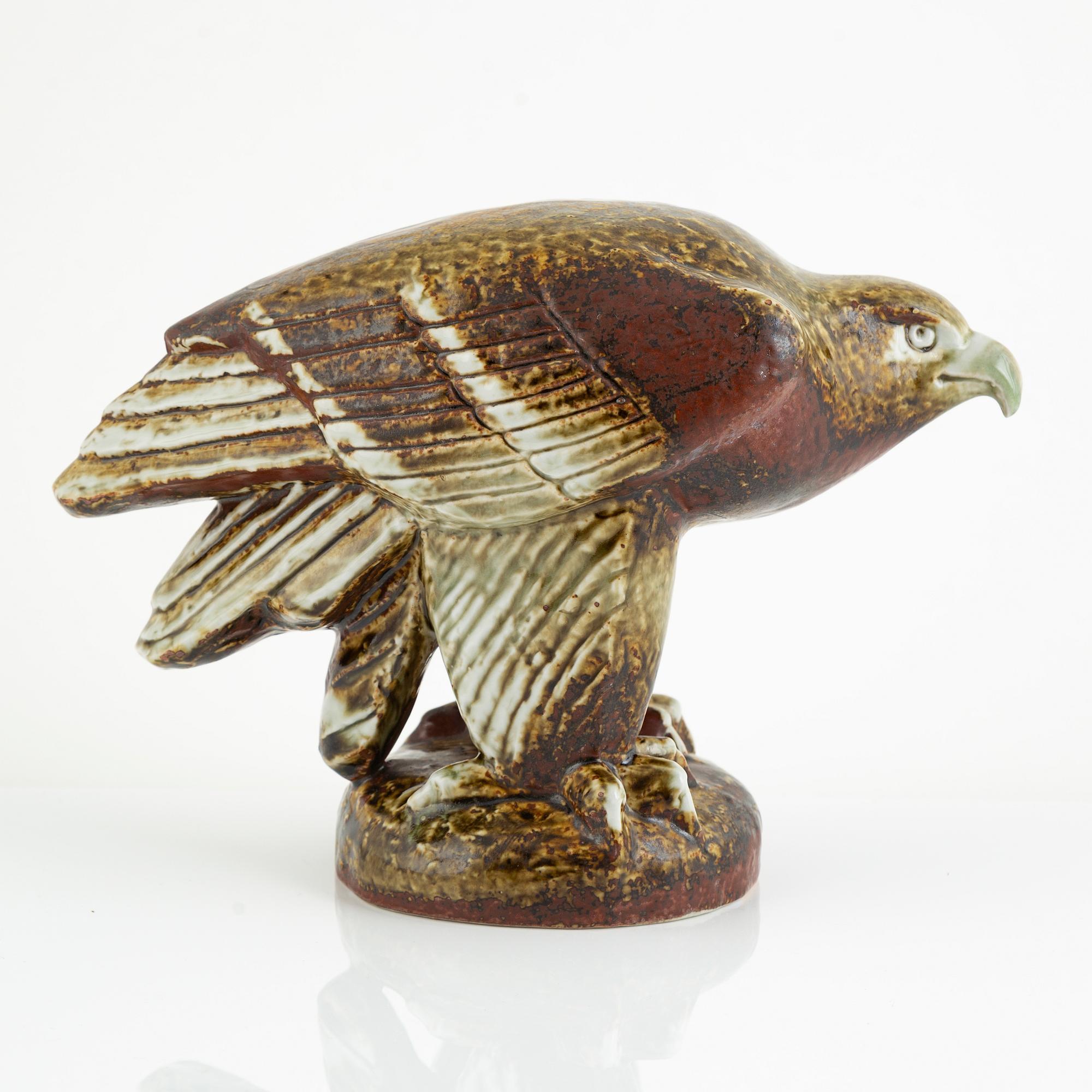 Lisa Larson, two figurines, 'Kungsörn' and 'Pilgrimsfalk', for Nordiska Kompaniet in cooperation with WWF, Gustavsberg.