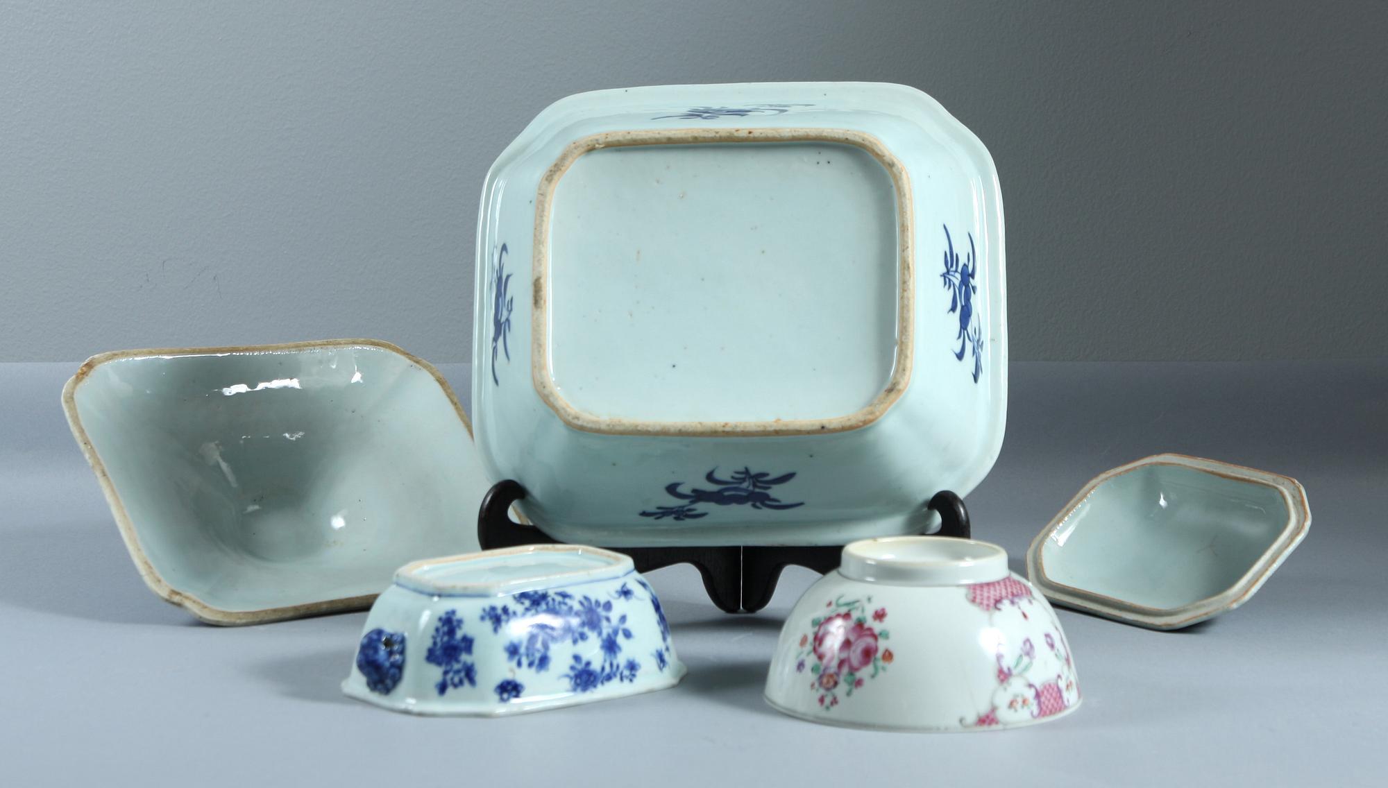 PARTI PORSLIN, 3 delar, Kina 17-1800-tal.