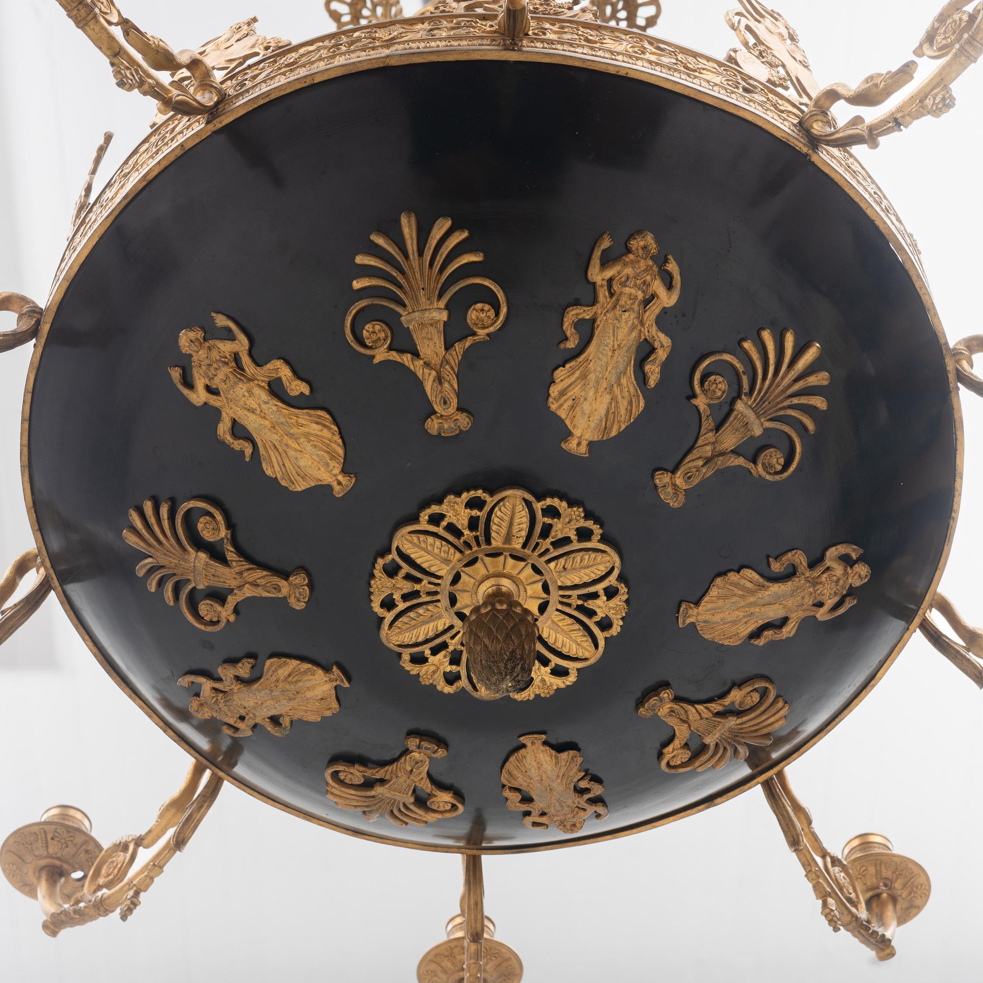 An Empire style ceiling light, laterpart of the 19th century.