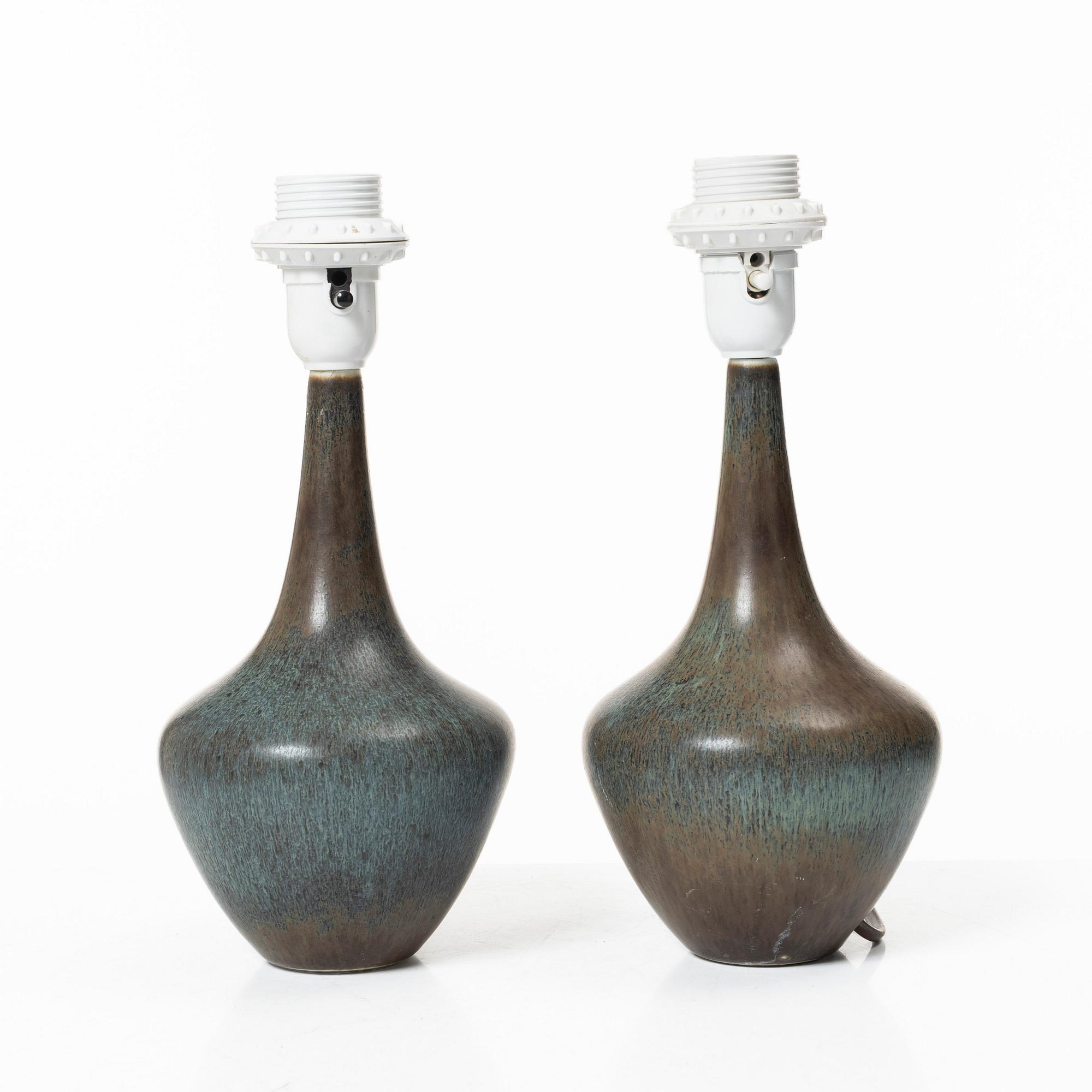 Gunnar Nylund, bordslampor, ett par, stengods, Rörstrand.