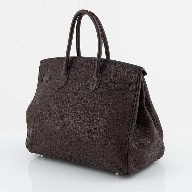 Hermès, a chocolate brown Togo leather 'Birkin 35' handbag, 2008.