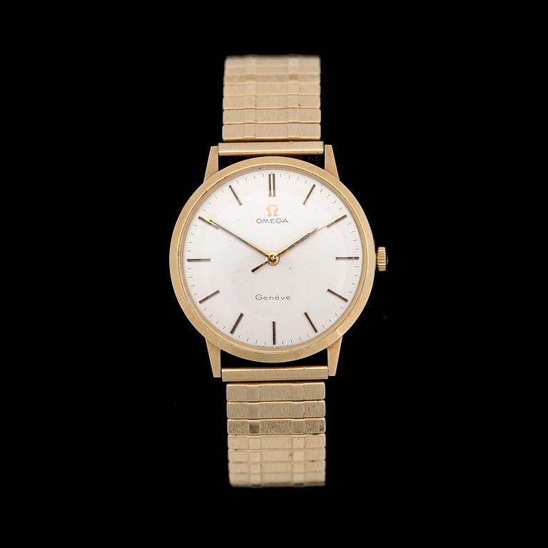 ARMBANDSUR, herr, guld på stål, Omega.