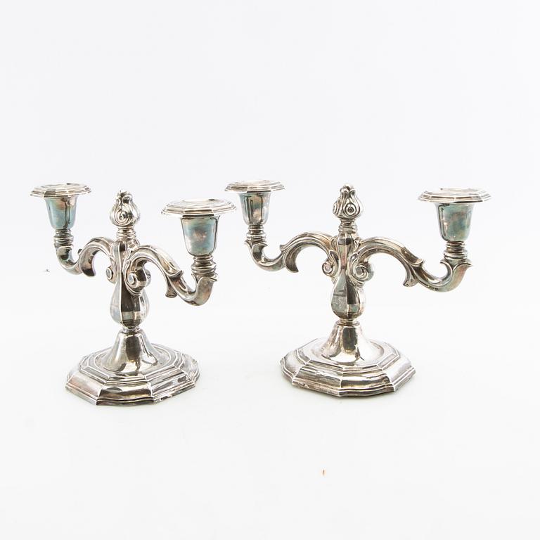 Candelabras a pair of sterling silver CG Hallberg Stockholm 1959.