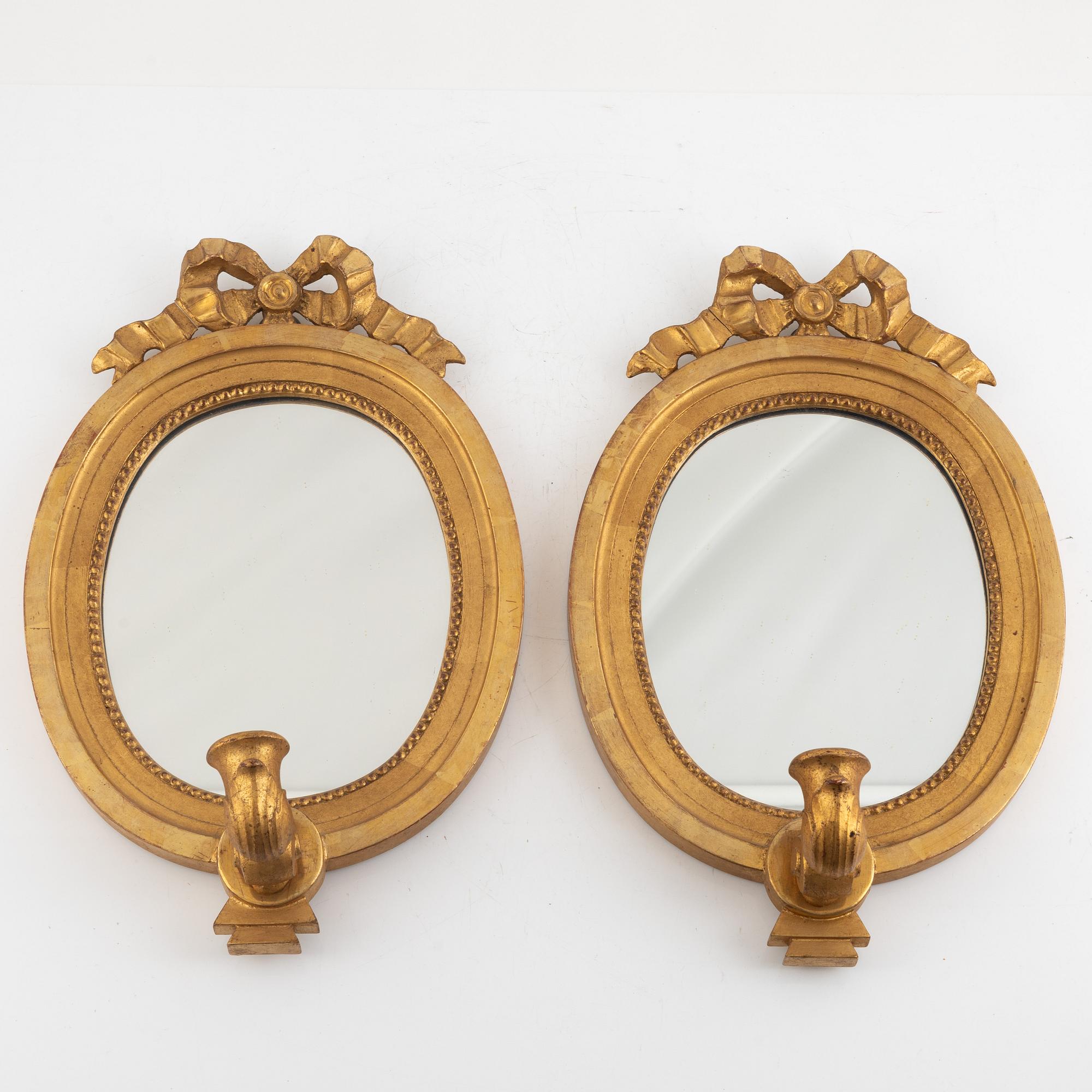 Spegellampetter, ett par, gustaviansk stil, 1900-talets mitt.