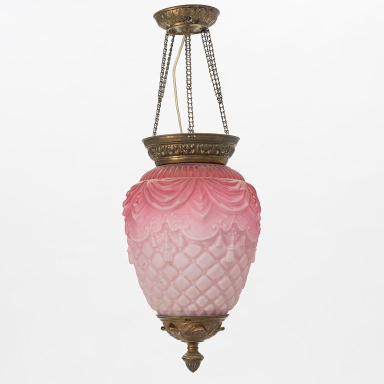 A glass ceiling lantern, turn of the Century 1900.
