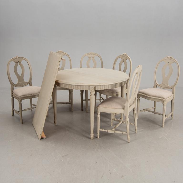 MATSALSMÖBLEMANG, 6+2 delar, gustaviansk stil, 1900-talets andra hälft.