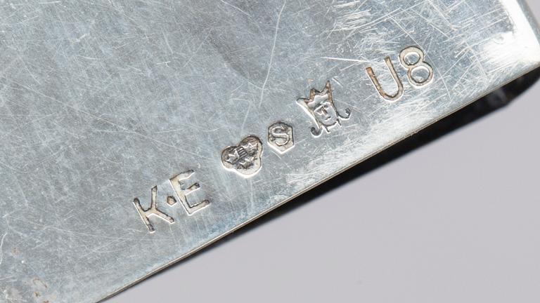 CIGARETTSKRIN, silver, K Andersson 1919. Tot ca 420g.