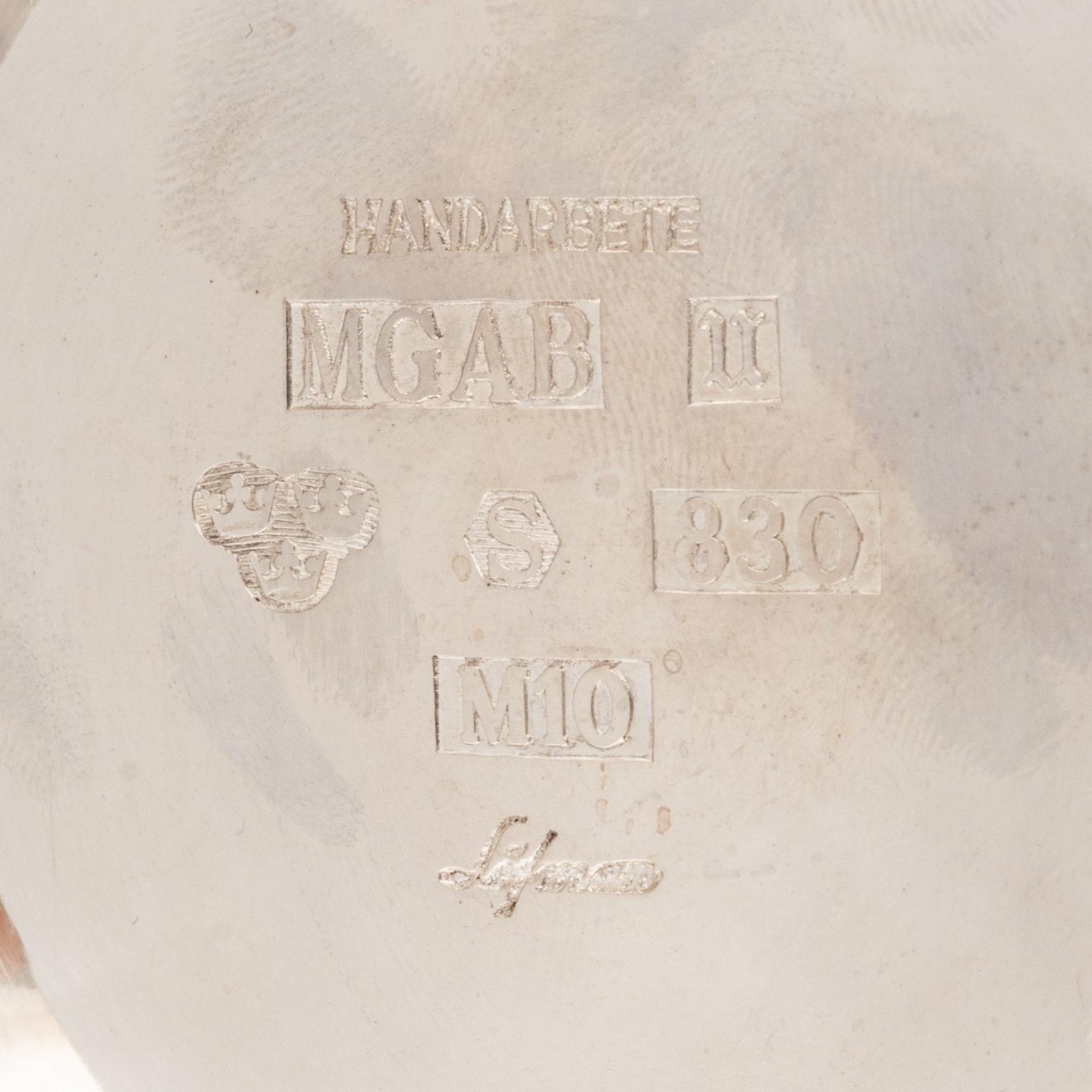 Skålar, 4 st, silver, GAB, MGAB samt Råströms silver- o nysilverfabrik, 1964-1986.