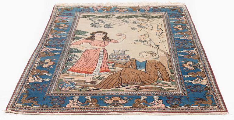 A signed Kashan 'Dabir' rug, c. 211 x 138 cm.