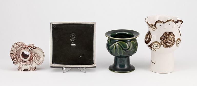 PARTI KERAMIK, 4 delar. Bl a Stig Lindberg Gustavsberg, och Bengt Berglund.