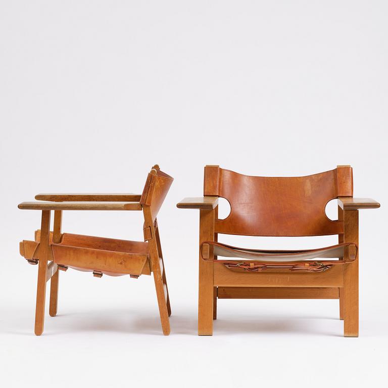 Børge Mogensen, a pair of armchairs, "The Spanish Chair", model 226, Fredericia Stolefabrik, Denmark 1960s.