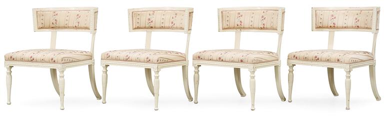 Four late Gustavian circa 1800 armchairs.