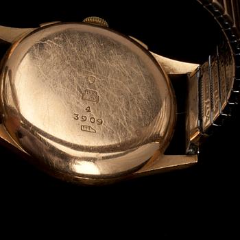 HERRARMBANDSUR, guld 18K, Azur Chronographe Suisse. 1950-tal.