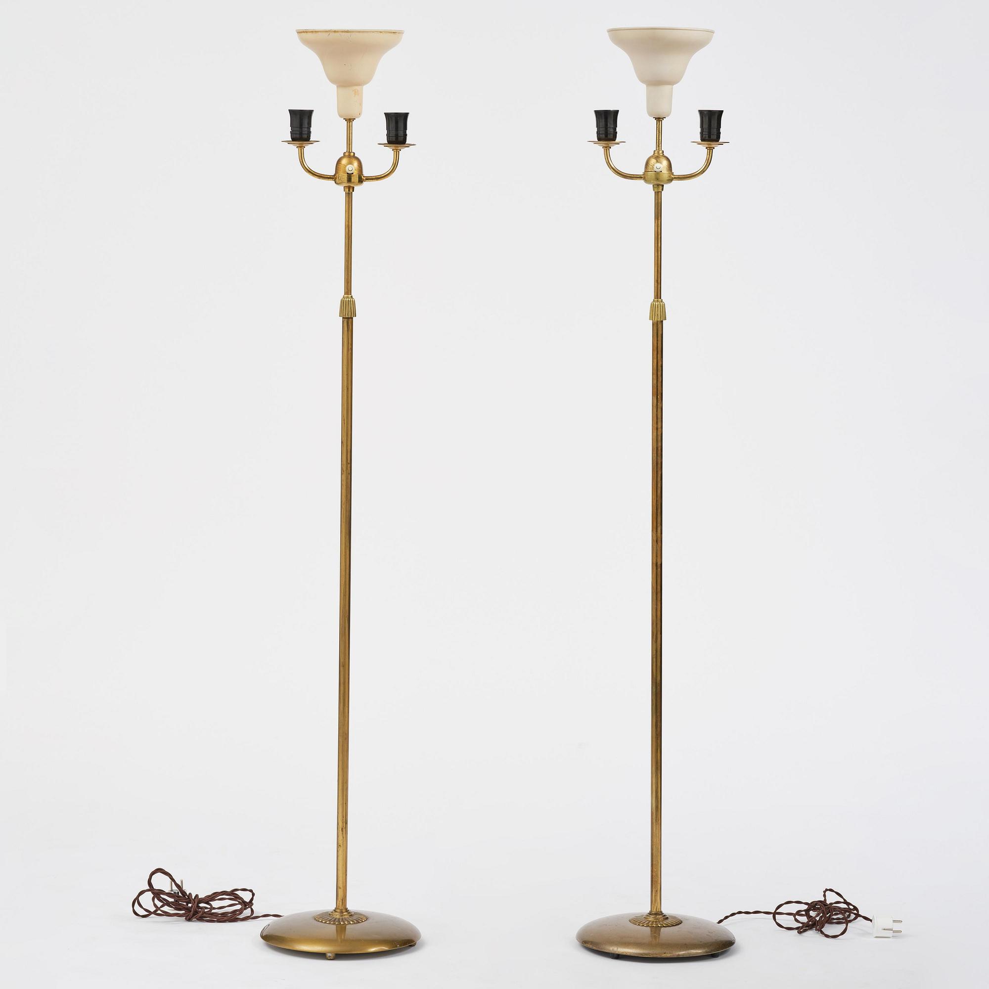 Bertil Brisborg, a pair of floor lamps model 31376, Nordiska Kompaniet, Sweden, 1940s.