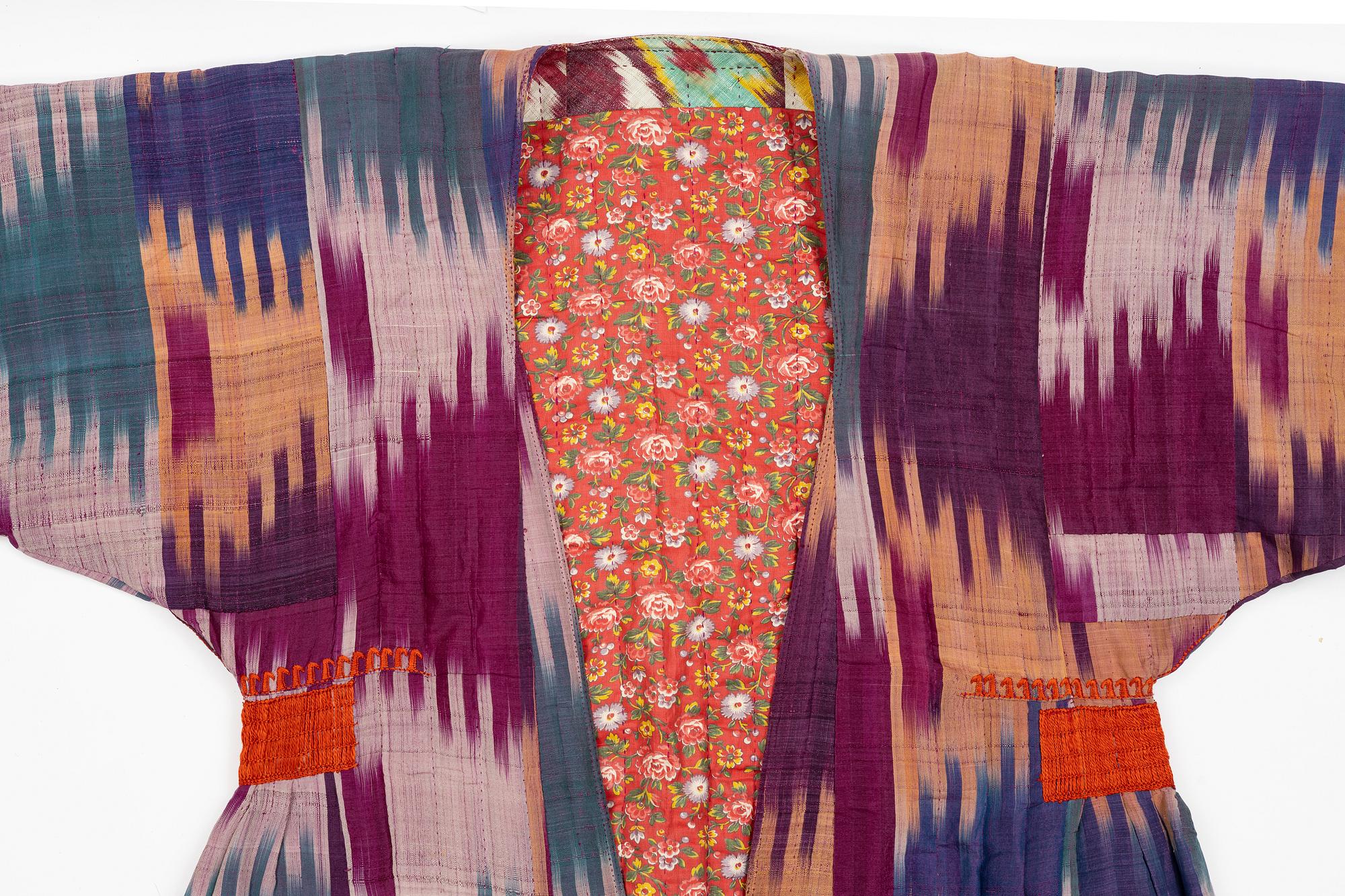 A woman’s Chapan, silk and cotton Ikat, Central Asia, 1880s.