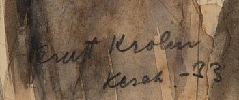 ERNST KROHN, vesiväri, signeerattu, merkitty kesäkuu ja päivätty -33.