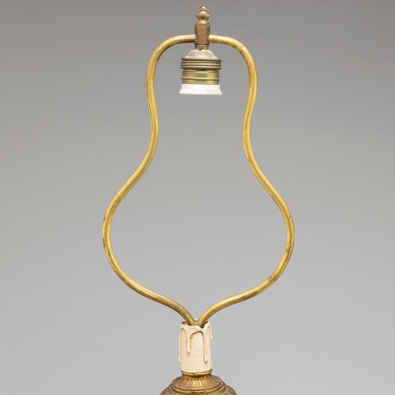 A LATE EMPIRE BRONZE TABLE LAMP, mid 19th century.