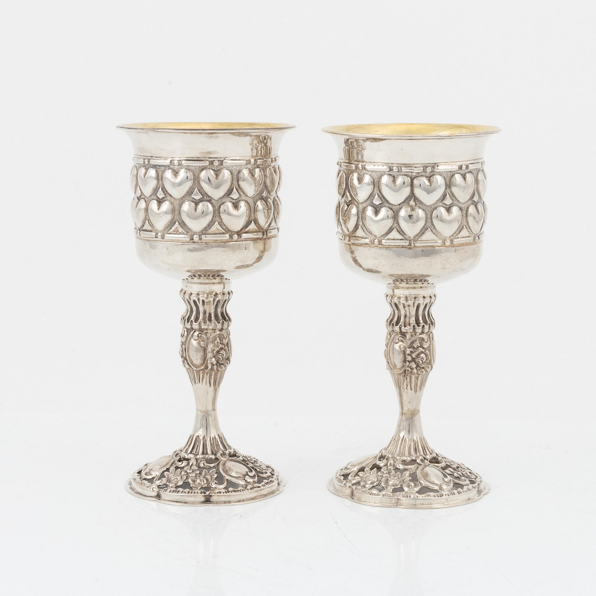 Kalkar, 6 st, silver, troligen Norge, 1900-tal.