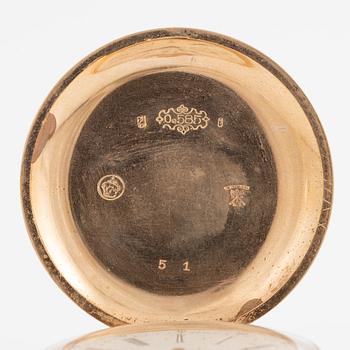 Fickur, 14K guld, savonett, 50 mm.