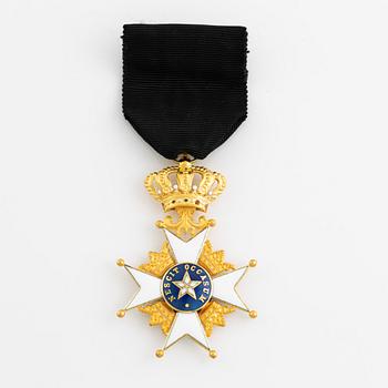 Order of the North Star, Knight's cross, 18 carat gold and enamel, CF Carlman 1934 in box.