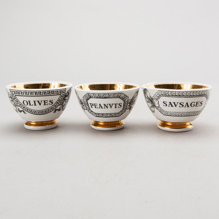 PIERO FORNASETTI, 6 porcelain bowls, Milan, Italy.
