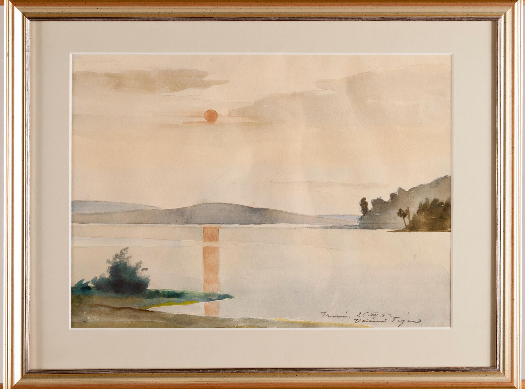 VÄINÖ TIGER, vesiväri, signeerattu ja päivätty Inari 25.VIII.42.