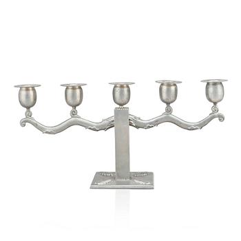 274. Robert Hult, a five light pewter candelabrum, Svenskt Tenn, Stockholm 1928.