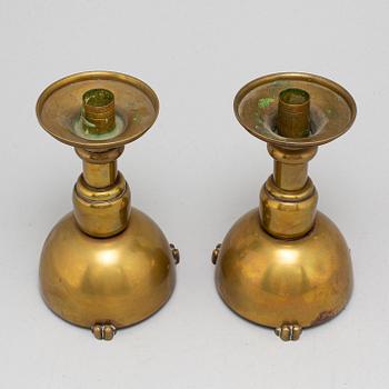 LJUSSTAKAR, ett par, mässing, art déco, 1930-tal.