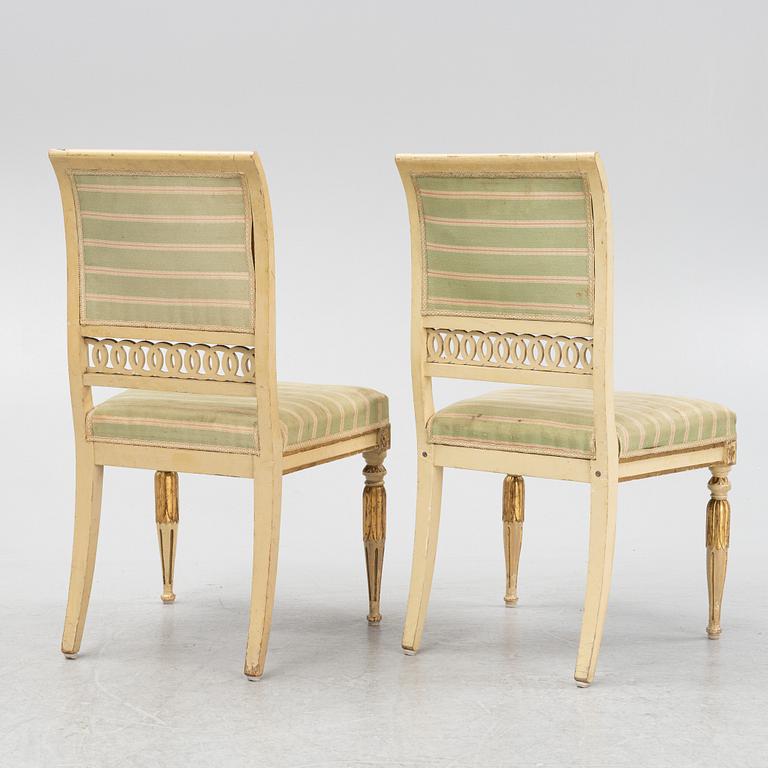 A late Gustaivan style sofa and four matched chairs from around the year 1900.