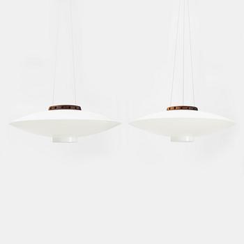 Uno & Östen Kristiansson, a pair of "Ufo", ceiling lamps, Luxus, Vittsjö, 1960-70.