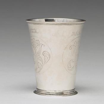 A Swedish early 18th century silver beaker, mark of Christian Dalbeck, Kristianstad 1716.