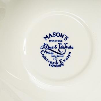 Servis, "Blue & White", 44 delar, flintgods, Mason's Crabtree & Evelyn, London, samtida.
