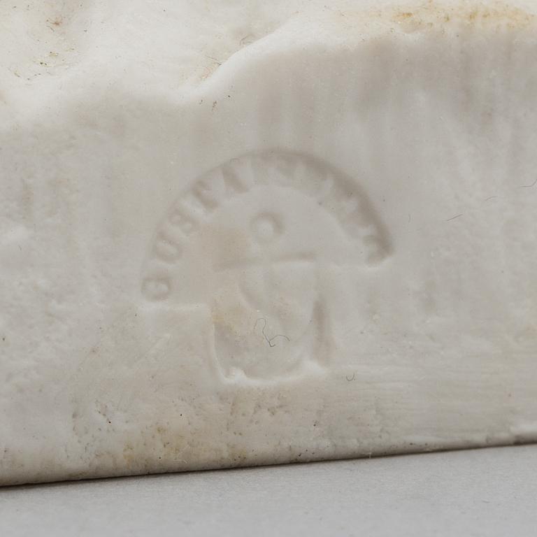 A parian sculpture of a girl with a boy on her shoulder, after desing by Adéle Rudensköld, Gustafsberg, 1960's.