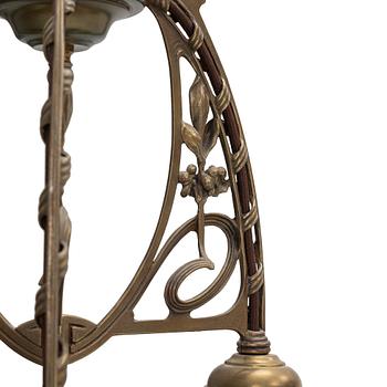 Ceiling lamp, D53, Art Nouveau style, circa 2000, Berliner Messinglampen, Germany.