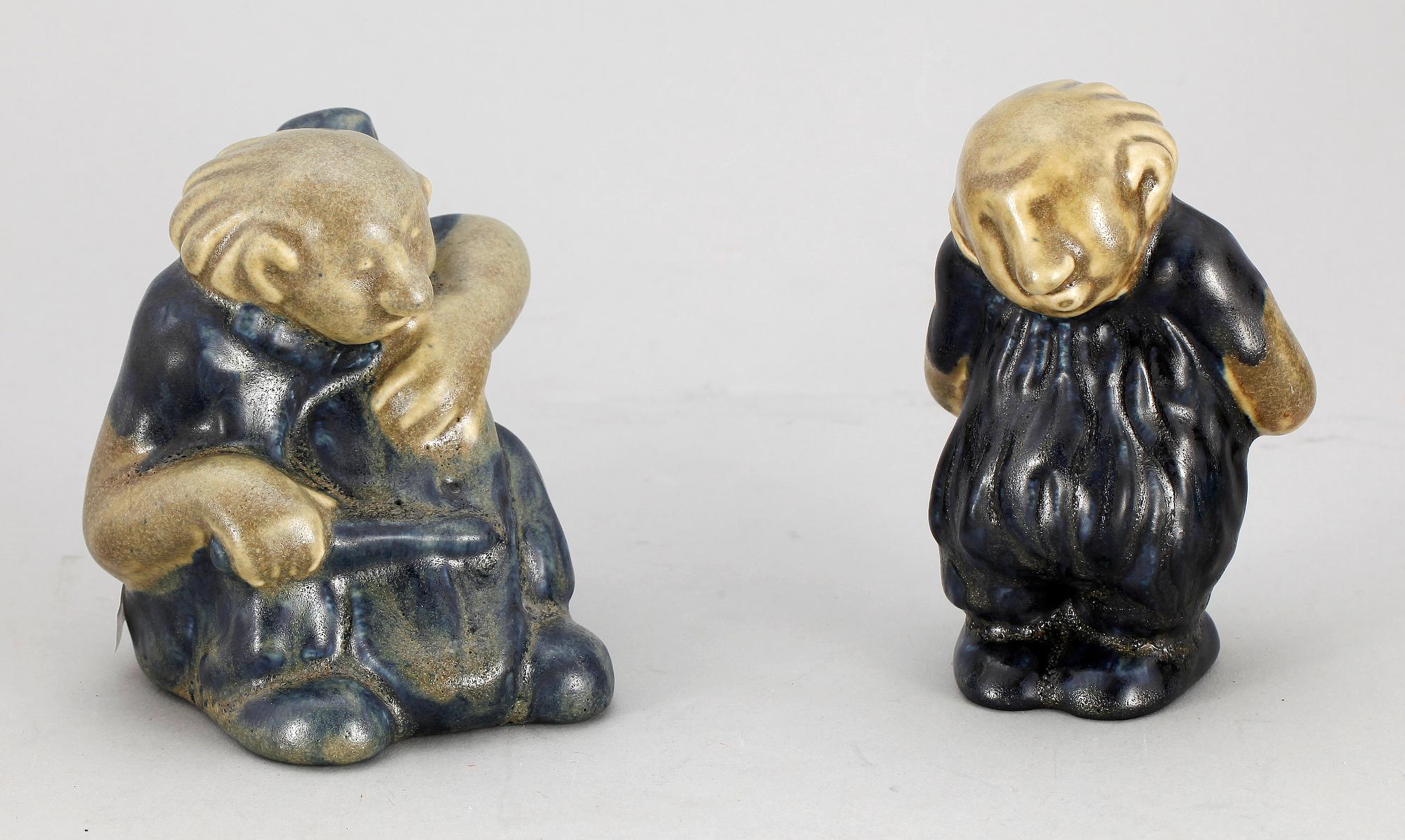 FIGURINER, 2 st, keramik, Åke Holm Höganäs.