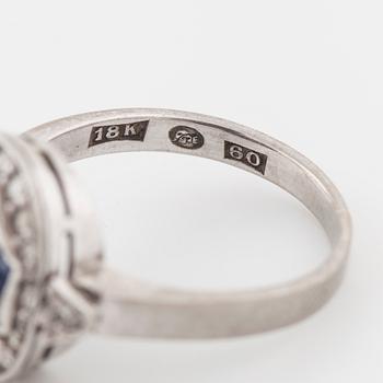 RING, med safirer, gammal- samt åttkantslipade diamanter, Göteborg, 1964.