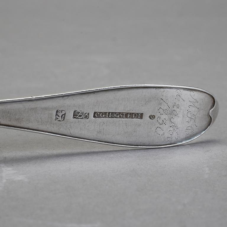 MATSKEDAR, 3 st, silver, bland annat Carl Gustaf Högstedt, Kalmar, 1830. Vikt ca 134 gram.