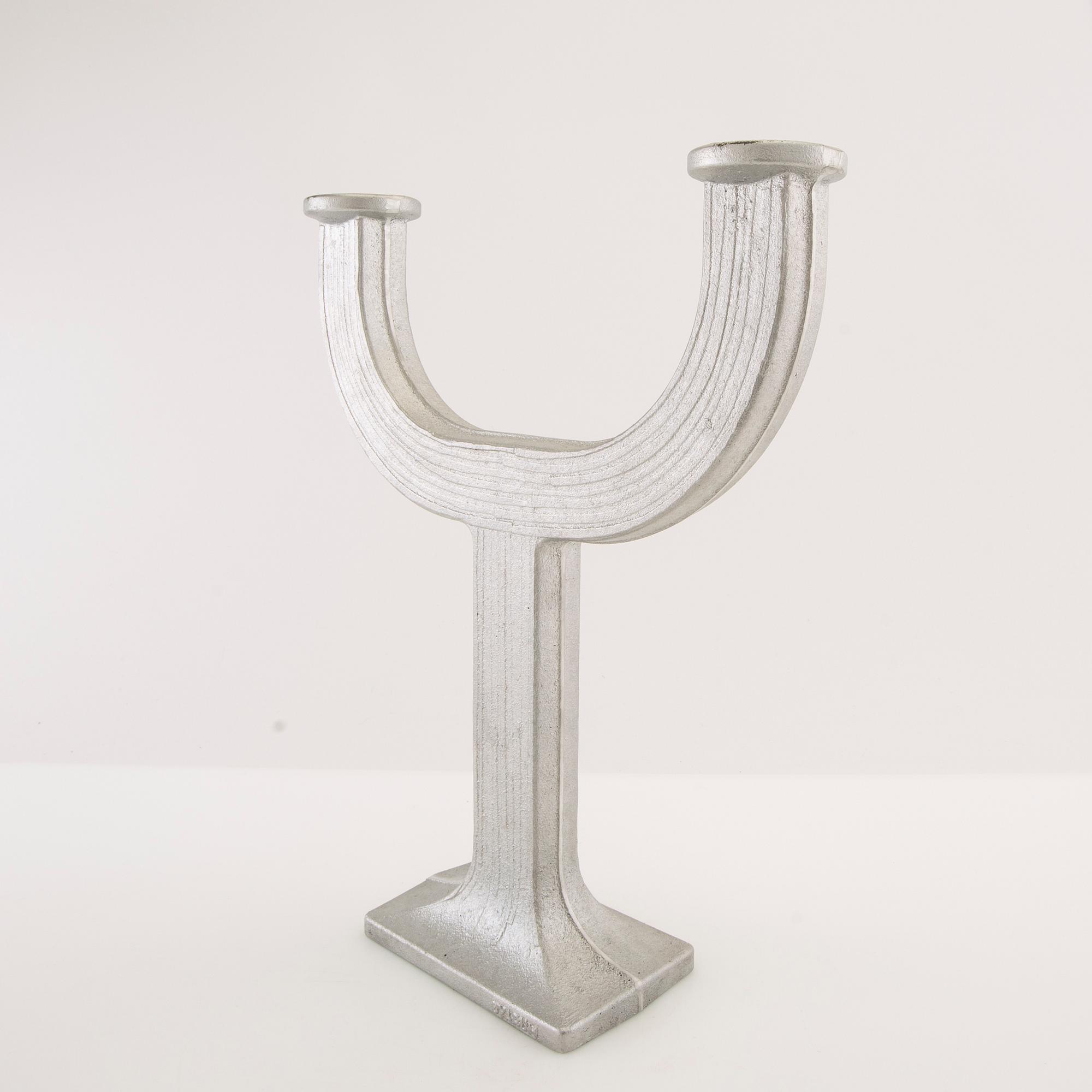 Signe Persson-Melin, candelabrum "Salut" for Byarums Bruk, late 20th century, cast aluminium.