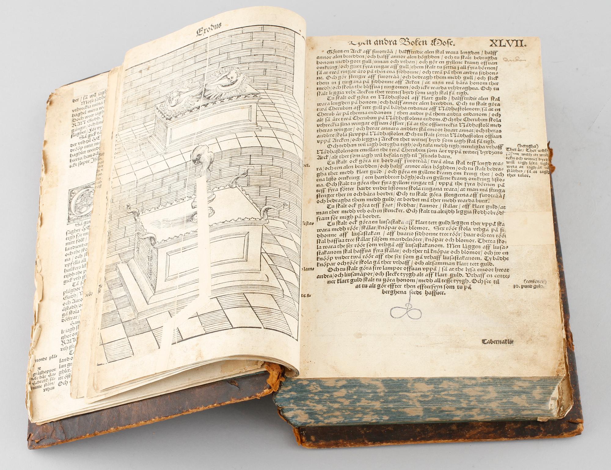 A bible, called Gustav Vasa's Bible, printed in Uppsala 1540-41.