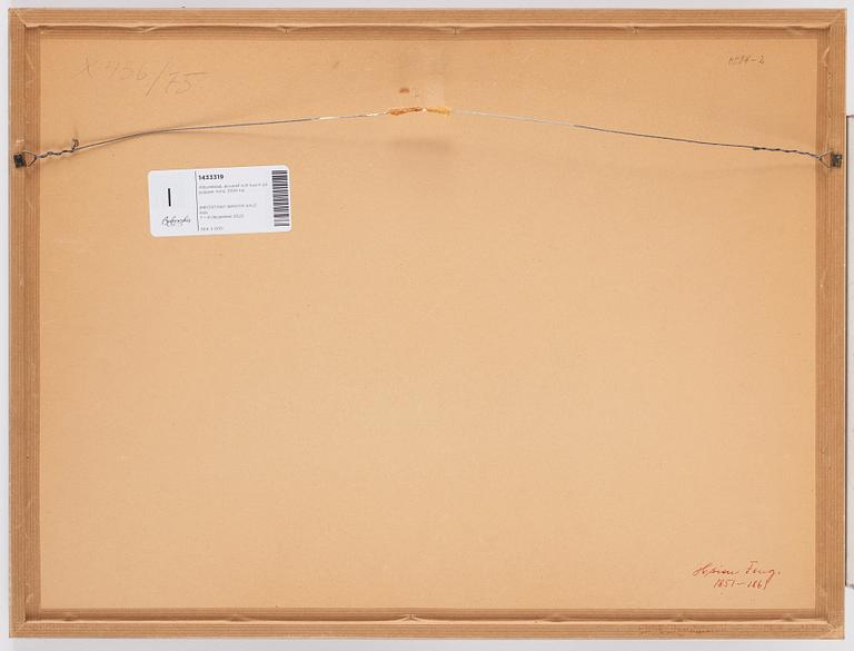 A Chinese album page, ink and colour on paper, signed Shitian, Wang Xu.