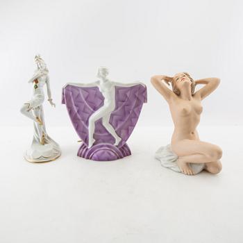 Figurines 3 pcs including Wallendorf Germany mid-20th century porcelain.